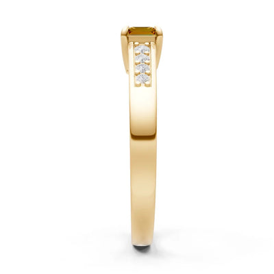 Citrine East West Emerald Cut Gemstone Ring with Accents