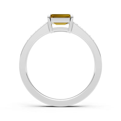 East West Emerald Gemstone Ring with Accents