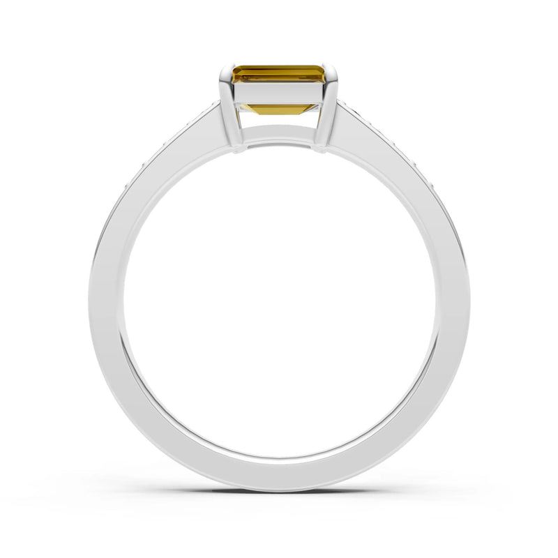 East West Emerald Gemstone Ring with Accents