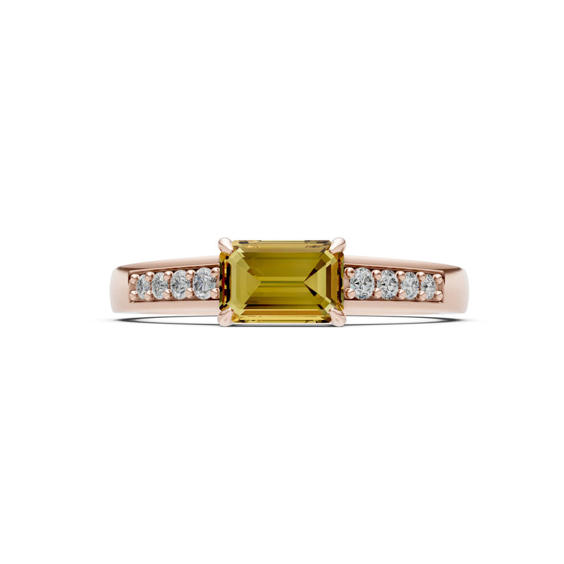 East West Emerald Gemstone Ring with Accents