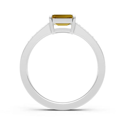 Citrine East West Emerald Cut Gemstone Ring with Accents