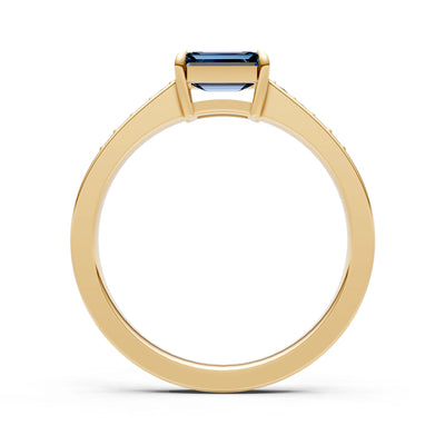 East West Emerald Gemstone Ring with Accents
