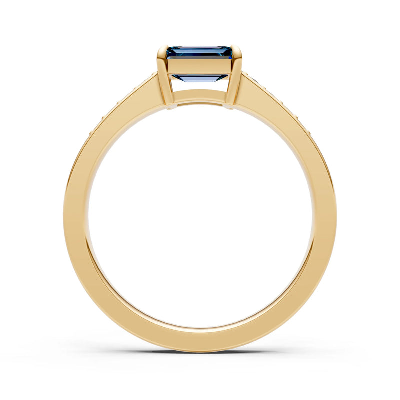 East West Emerald Gemstone Ring with Accents