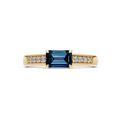 East West Emerald Gemstone Ring with Accents