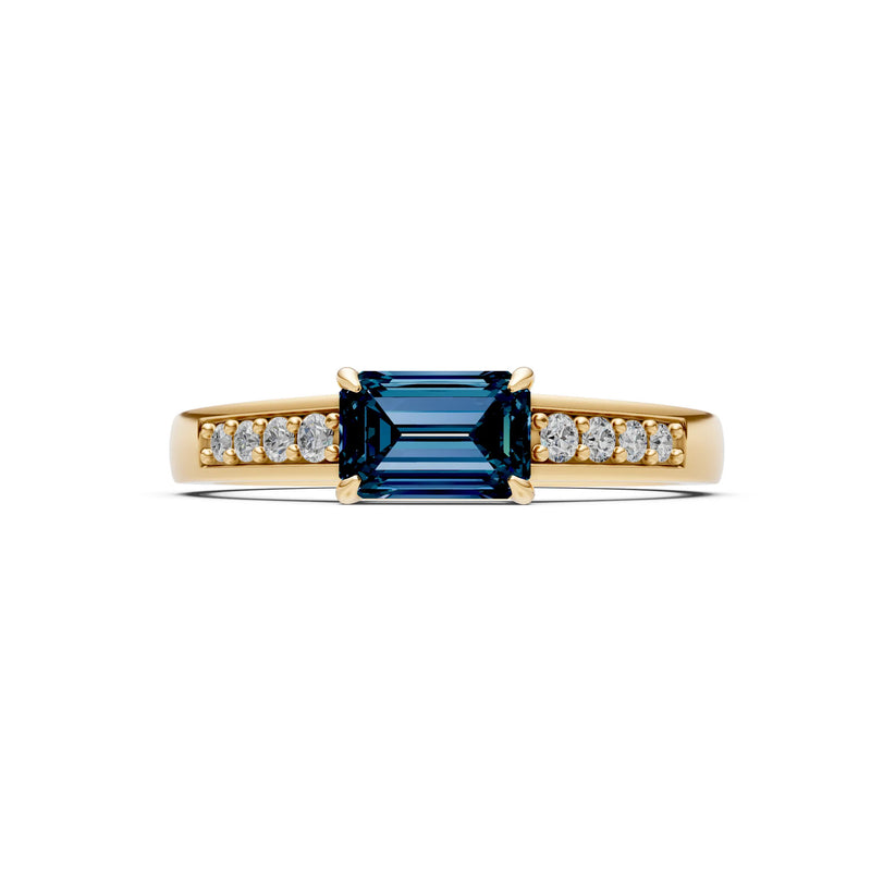East West Emerald Gemstone Ring with Accents