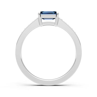 East West Emerald Gemstone Ring with Accents