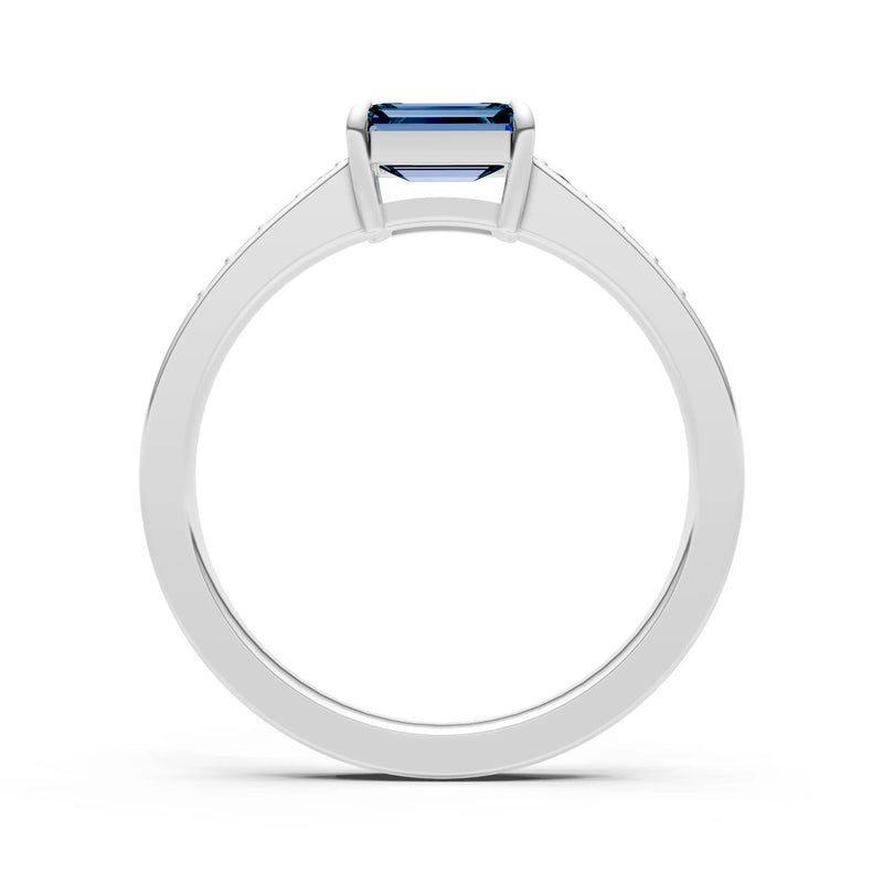 East West Emerald Gemstone Ring with Accents