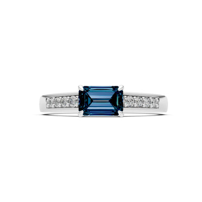 East West Emerald Gemstone Ring with Accents