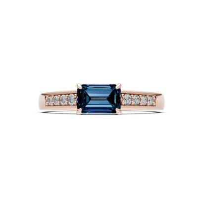 East West Emerald Gemstone Ring with Accents