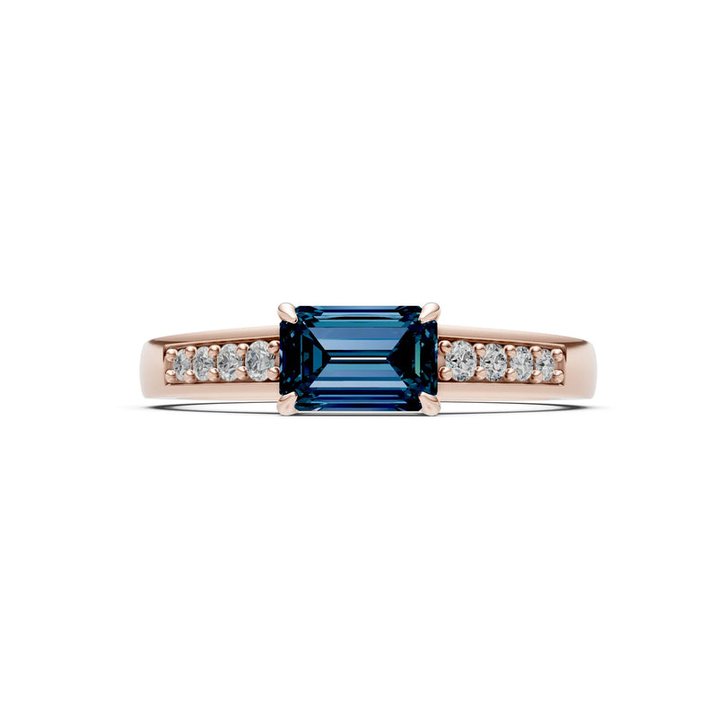 East West Emerald Gemstone Ring with Accents