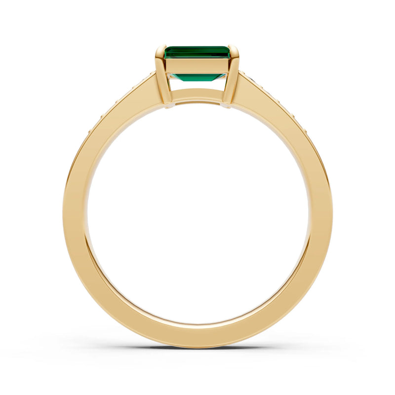East West Emerald Gemstone Ring with Accents