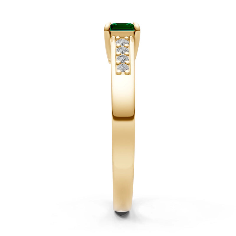 East West Emerald Gemstone Ring with Accents