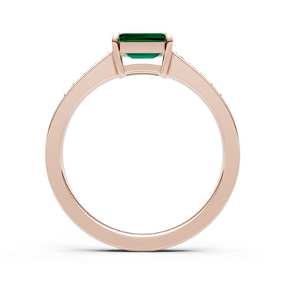 East West Emerald Gemstone Ring with Accents
