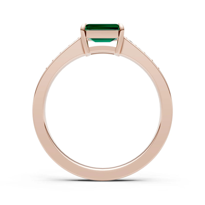East West Emerald Gemstone Ring with Accents