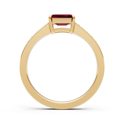 East West Emerald Gemstone Ring with Accents