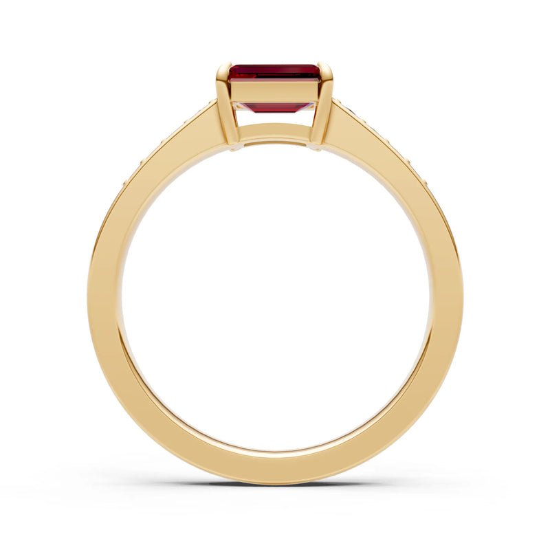 East West Emerald Gemstone Ring with Accents