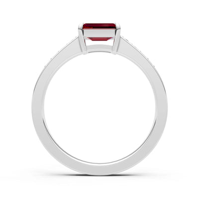 East West Emerald Gemstone Ring with Accents