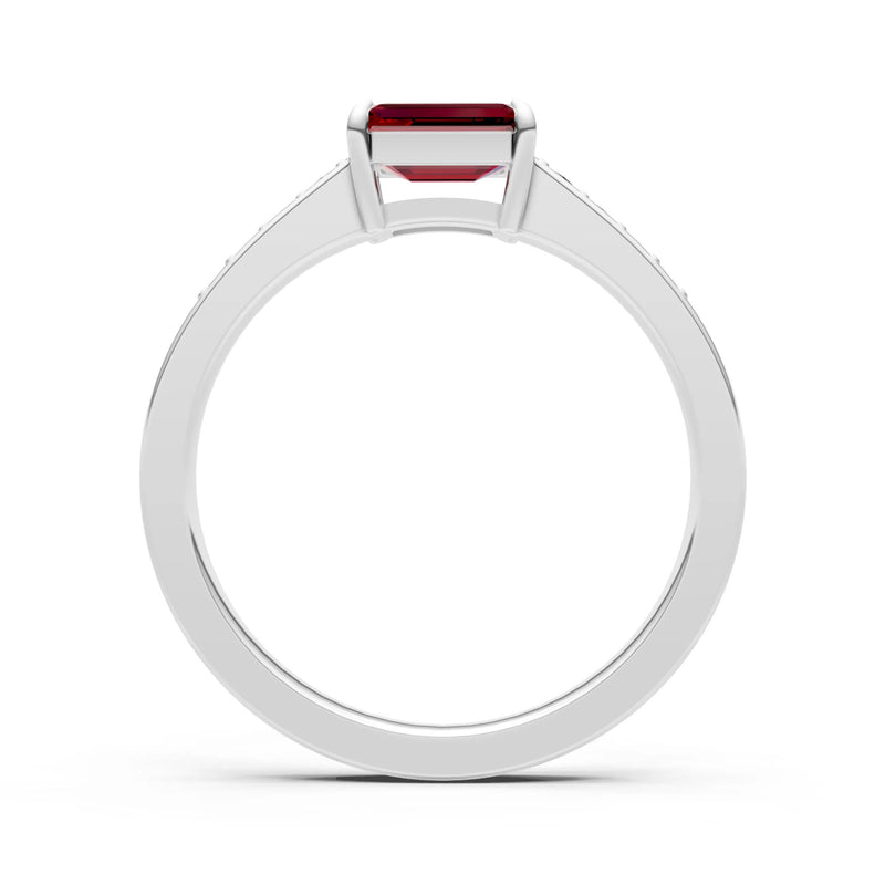 East West Emerald Gemstone Ring with Accents
