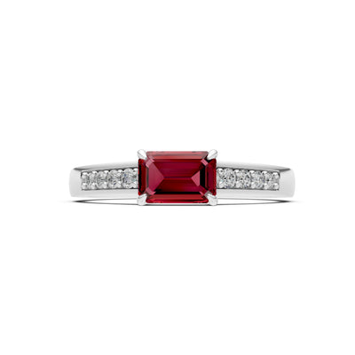East West Emerald Gemstone Ring with Accents