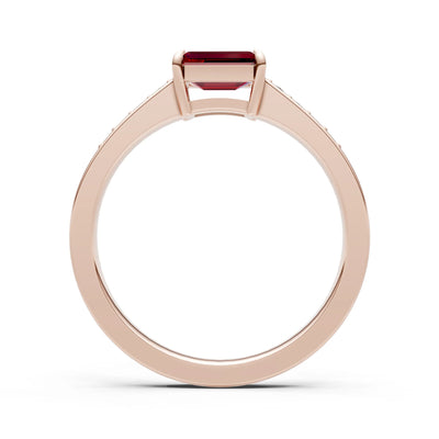 East West Emerald Gemstone Ring with Accents
