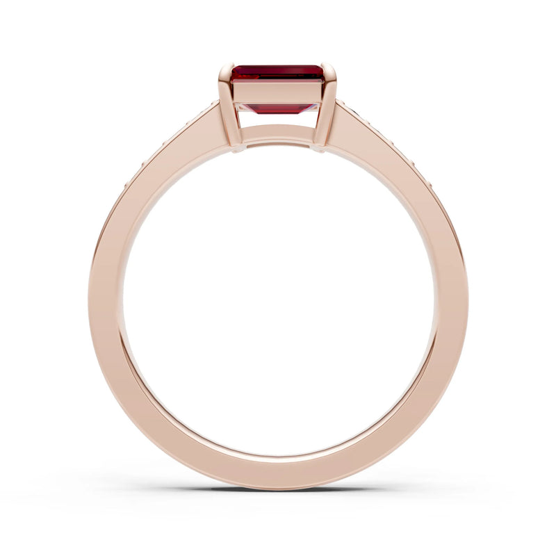East West Emerald Gemstone Ring with Accents