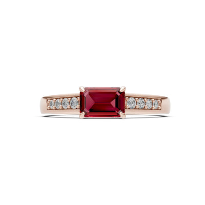 East West Emerald Gemstone Ring with Accents