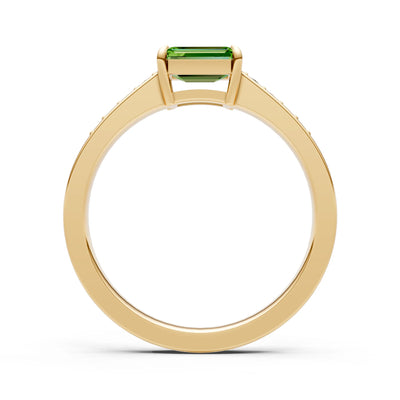 East West Emerald Gemstone Ring with Accents