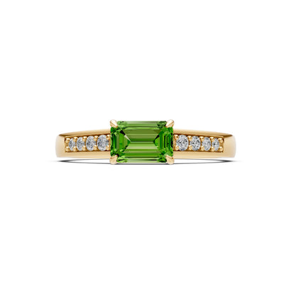 East West Emerald Gemstone Ring with Accents