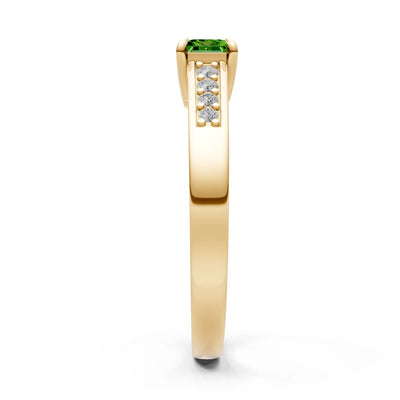 East West Emerald Gemstone Ring with Accents