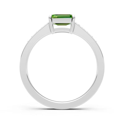 East West Emerald Gemstone Ring with Accents