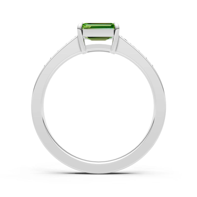 East West Emerald Gemstone Ring with Accents