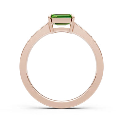 East West Emerald Gemstone Ring with Accents