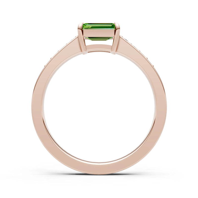 East West Emerald Gemstone Ring with Accents