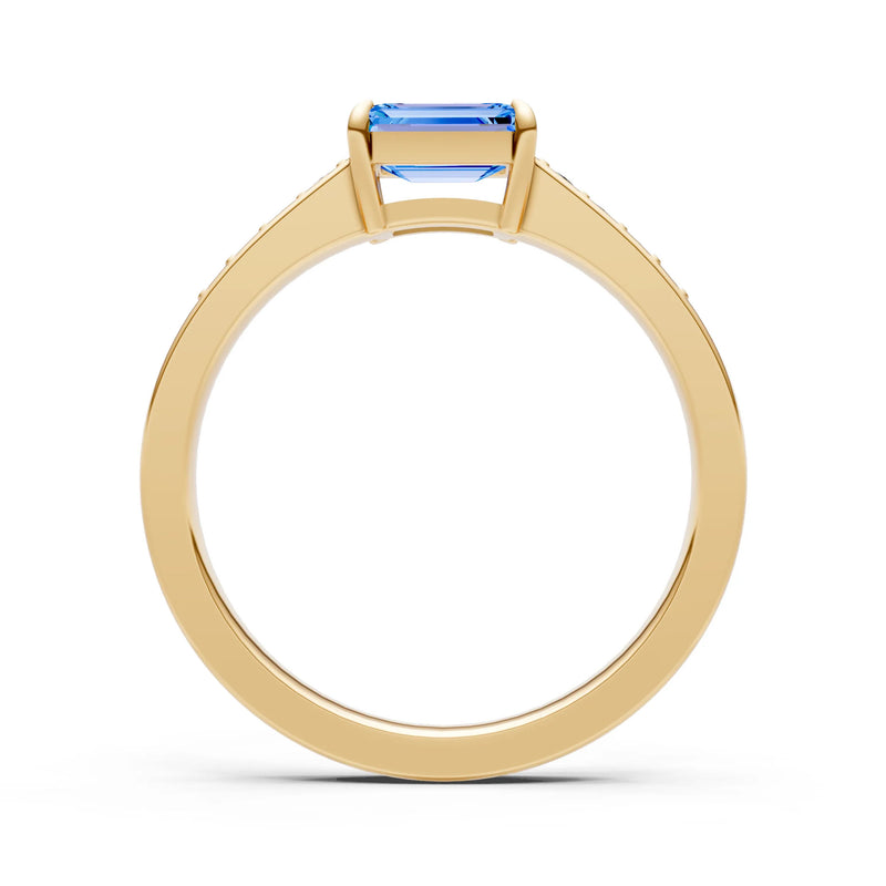 East West Emerald Gemstone Ring with Accents