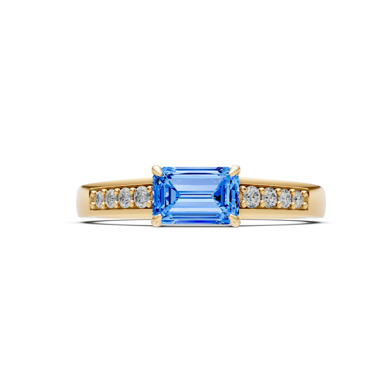 East West Emerald Gemstone Ring with Accents