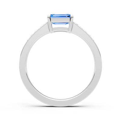 East West Emerald Gemstone Ring with Accents