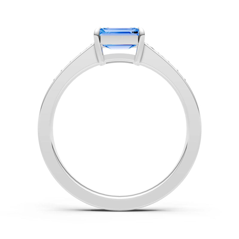 East West Emerald Gemstone Ring with Accents