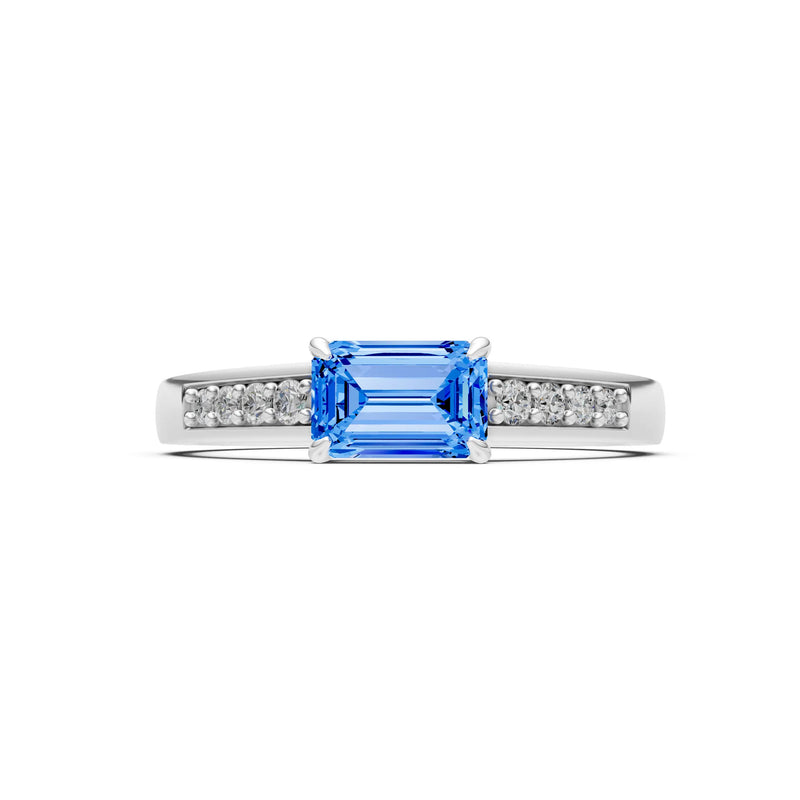 East West Emerald Gemstone Ring with Accents