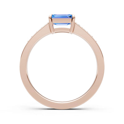 East West Emerald Gemstone Ring with Accents