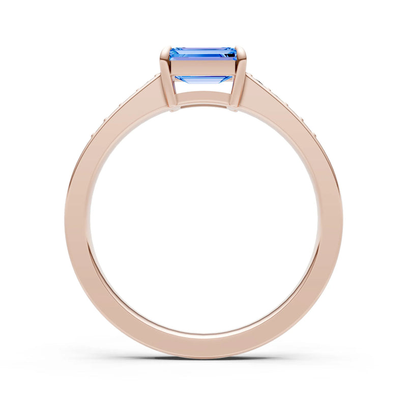 East West Emerald Gemstone Ring with Accents