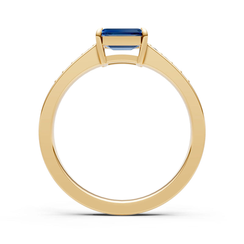East West Emerald Gemstone Ring with Accents