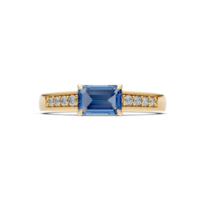East West Emerald Gemstone Ring with Accents