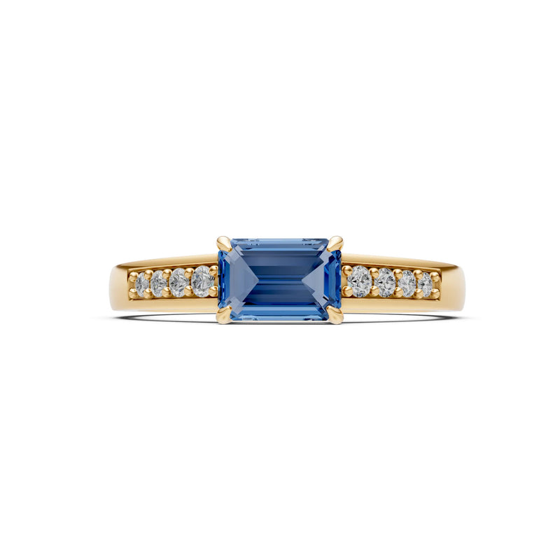 East West Emerald Gemstone Ring with Accents