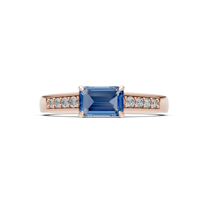 East West Emerald Gemstone Ring with Accents