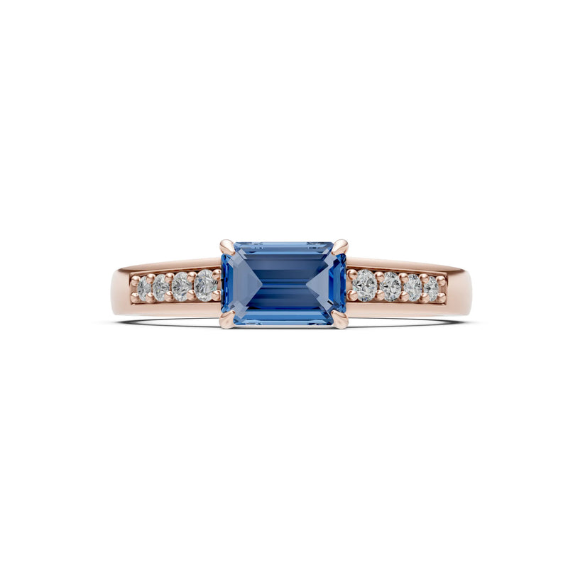 East West Emerald Gemstone Ring with Accents
