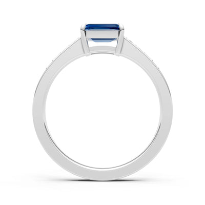 East West Emerald Gemstone Ring with Accents