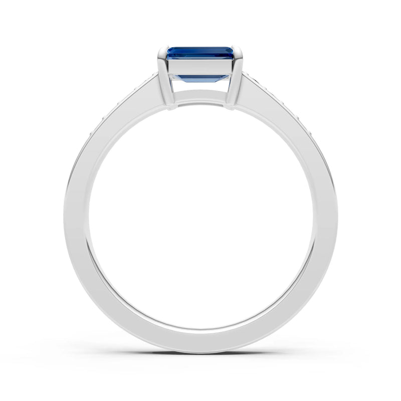East West Emerald Gemstone Ring with Accents