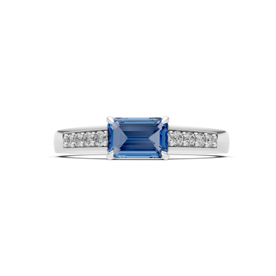 East West Emerald Gemstone Ring with Accents