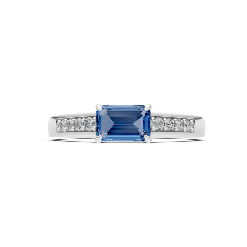 East West Emerald Gemstone Ring with Accents