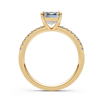 Emerald Solitaire Engagement Ring with Accent